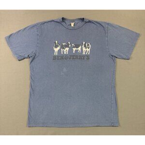 Vintage Y2K Ben & Jerrys Vermont's Finest Ice Cream Cow Logo Promo Food Snack T